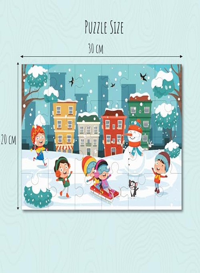 Khilonewale Winter Fun Kids Jigsaw Puzzle 8x12 Inch, 3+ Years | Colorful Snow Play Scene, Educational Brain Game for Boys & Girls, Family Activity & Gift, 1 Puzzle Board (Winter City Fun) - Image 3